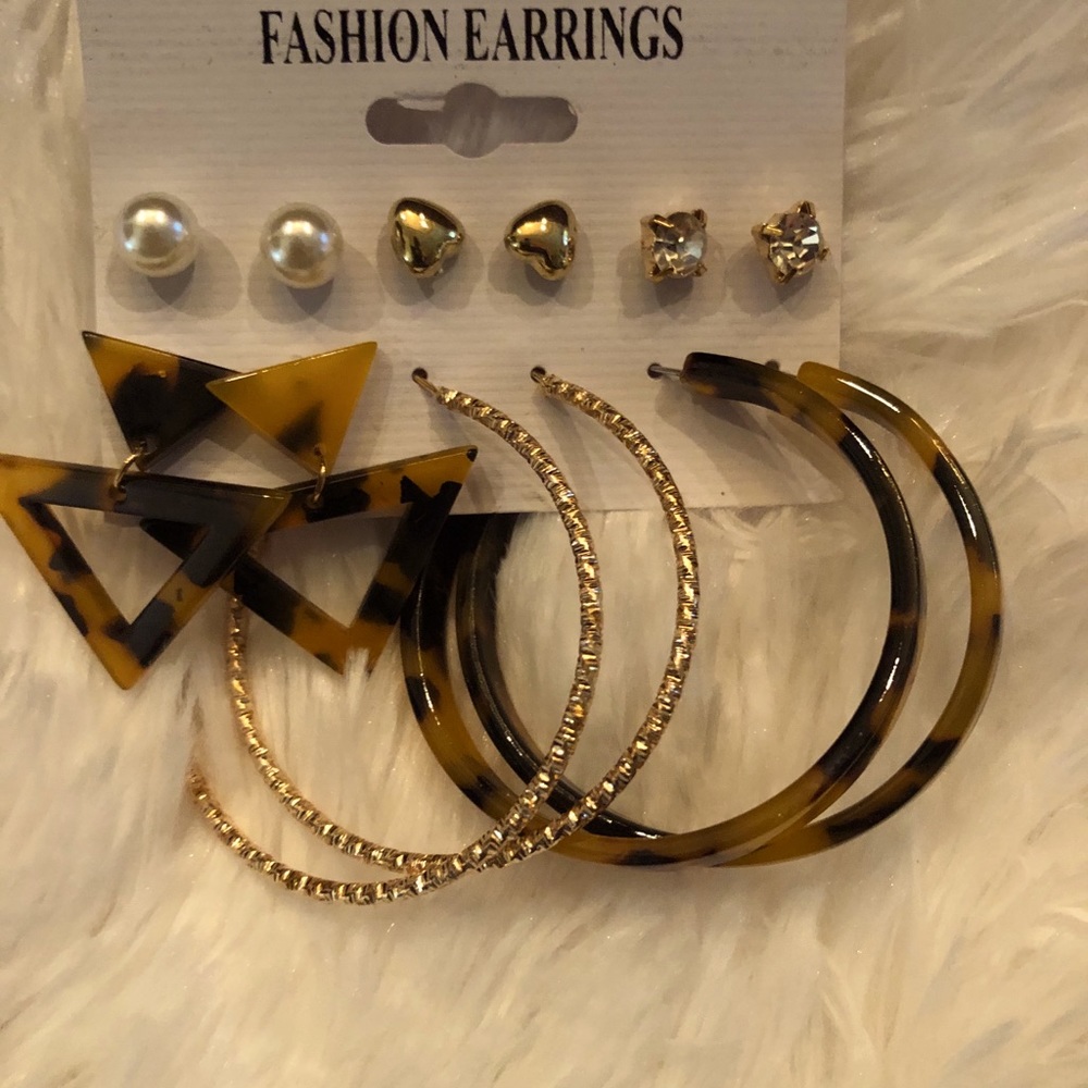 Leopard and gold Multiple earrings set